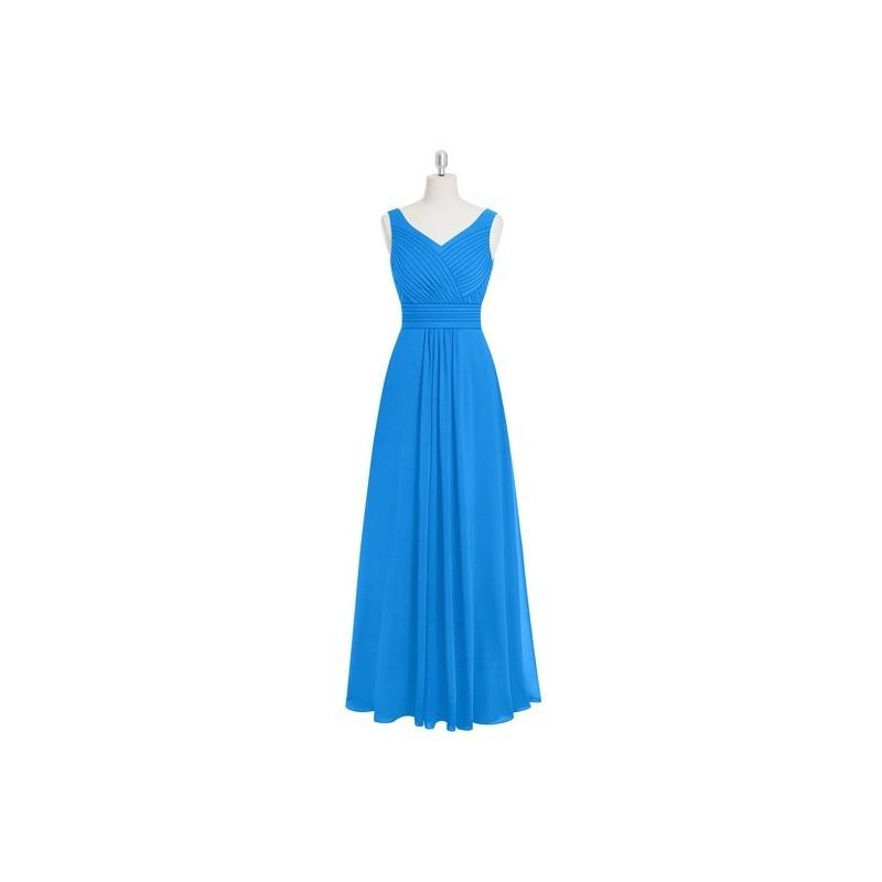زفاف - Ocean_blue Azazie Pierrette - Chiffon V Back V Neck Floor Length Dress - Charming Bridesmaids Store