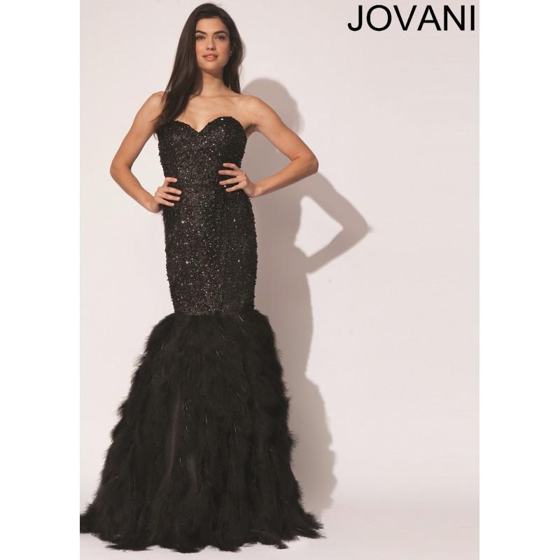 Wedding - Jovani 92526 Feathered Mermaid Dress - 2017 Spring Trends Dresses