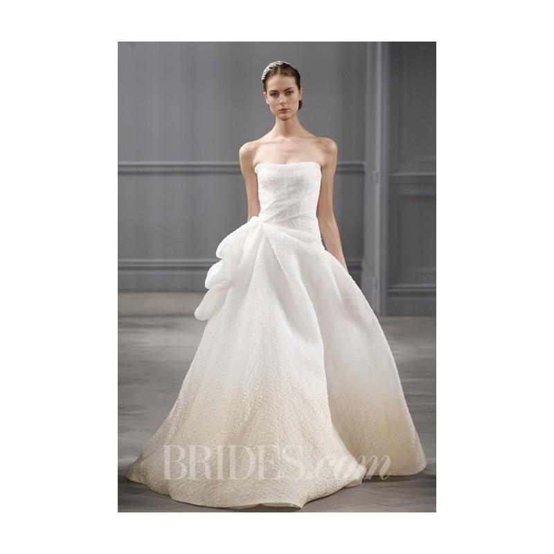 زفاف - Monique Lhuillier - Spring 2014 - Paris Sherbert Ombre Strapless Gown with Asymmetic Skirt - Stunning Cheap Wedding Dresses