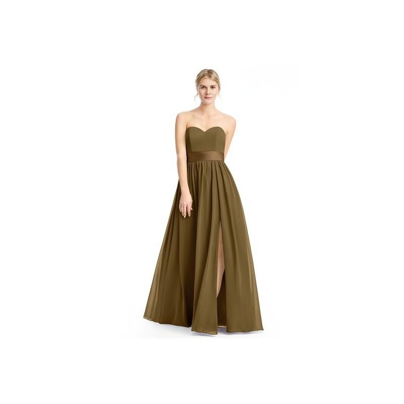 Mariage - Brown Azazie Fiona - Sweetheart Chiffon And Charmeuse Back Zip Floor Length Dress - Charming Bridesmaids Store