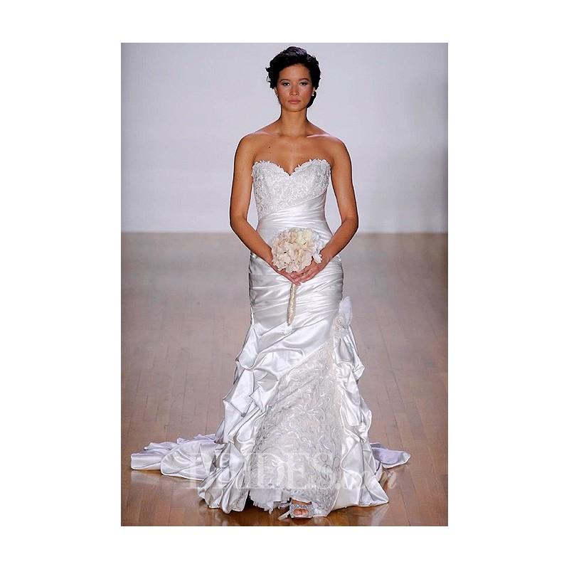 زفاف - Alfred Angelo Sapphire - 2014 - Style 886 Satin and Lace Trumpet Wedding Dress with Organza and Net Flowers - Stunning Cheap Wedding Dresses