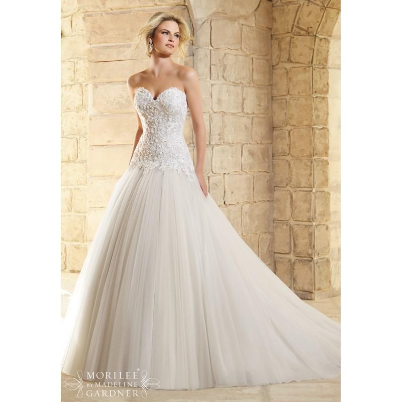 زفاف - Mori Lee 2771 Dress Tulle Detachable Cap Sleeves Cutout Back - Long Wedding Sweetheart Mori Lee A Line Dress - 2017 New Wedding Dresses