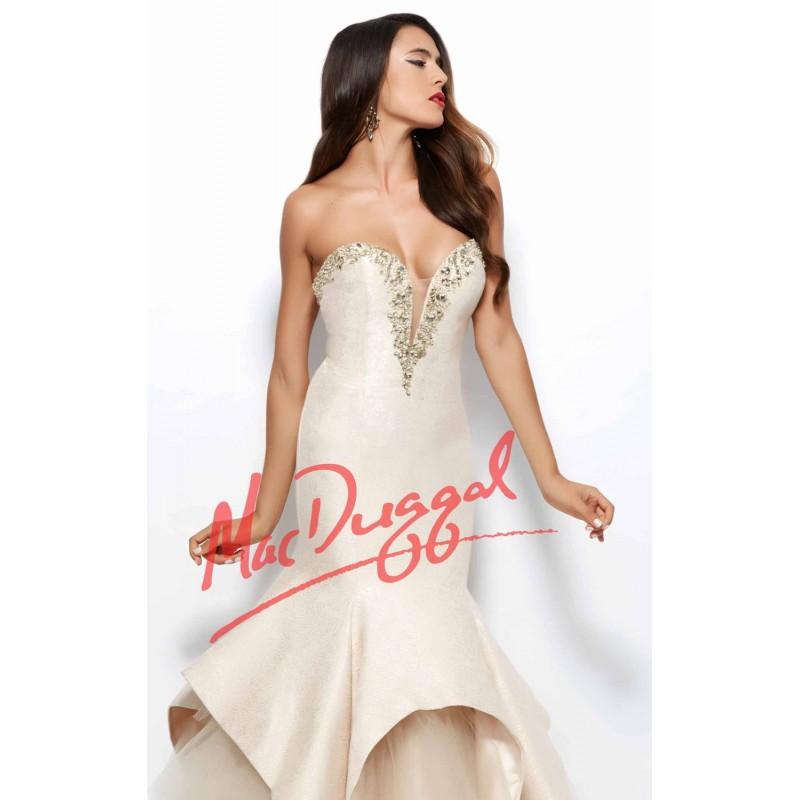 زفاف - Strapless Mermaid Gown by Mac Duggal Black White Red 48184R - Bonny Evening Dresses Online 