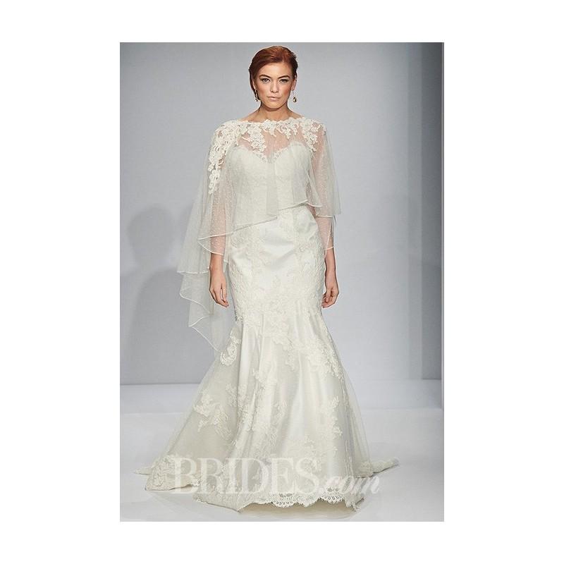 Hochzeit - Matthew Christopher - Fall 2014 - Strapless Lace Mermaid Wedding Dress with a Sweetheart Neckline and Lace and Tulle Cape - Stunning Cheap Wedding Dresses