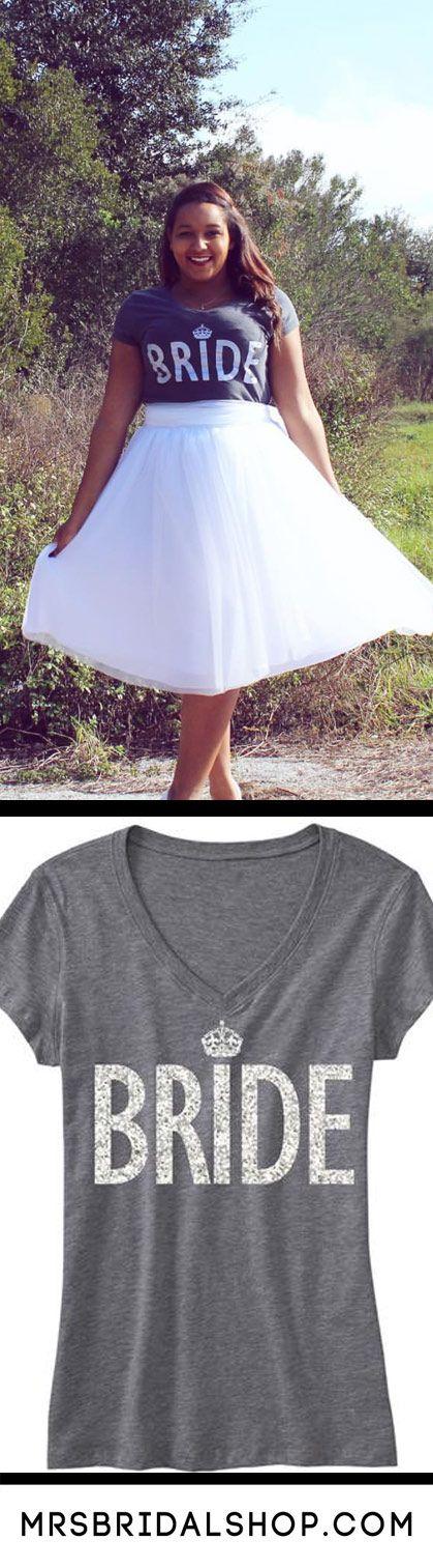 زفاف - Bride Shirt With Silver Glitter Print
