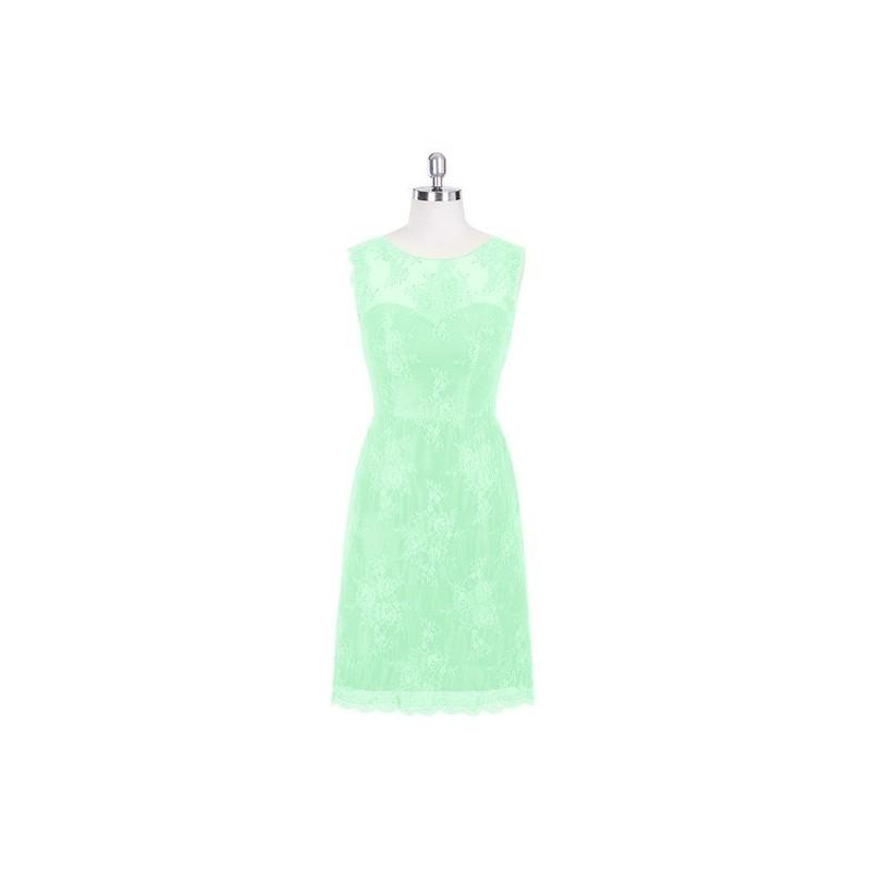Mariage - Mint_green Azazie Zaria - Lace Illusion Knee Length Scoop Dress - Cheap Gorgeous Bridesmaids Store