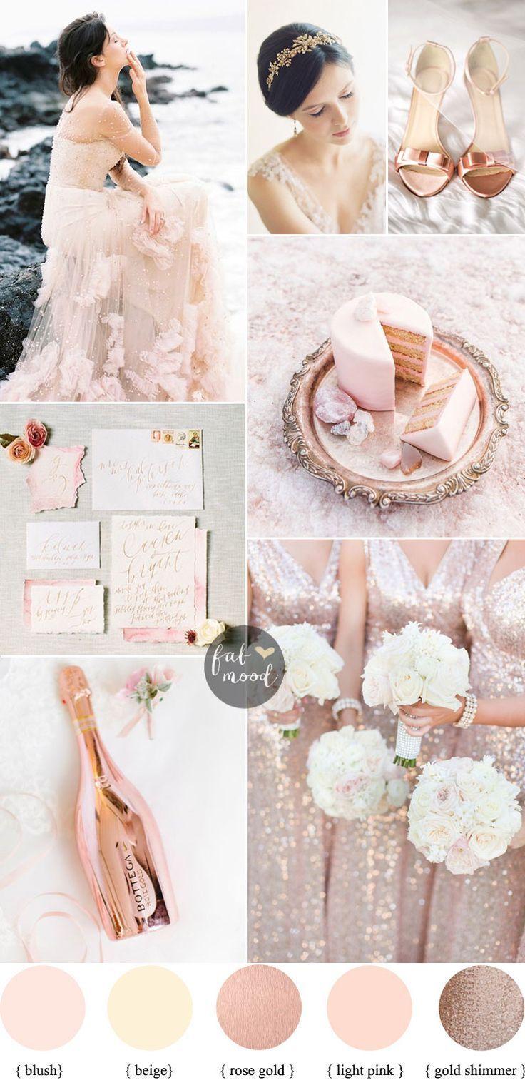 Свадьба - Elegant Ethereal Wedding In Blush  Rose Gold   Gold Shimmer & Reem Acra Wedding Gown