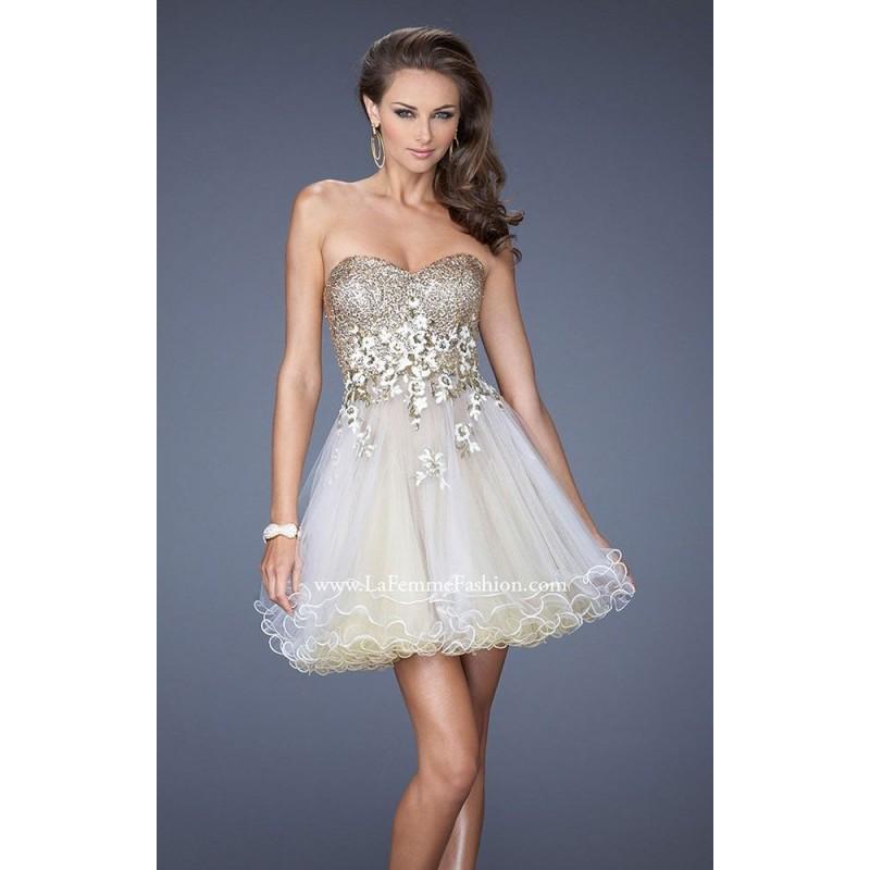 Wedding - Black/White La Femme 19748 - Short Lace Dress - Customize Your Prom Dress