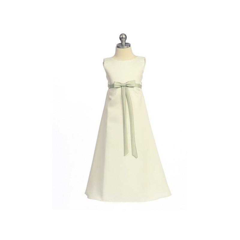 زفاف - Sage Flower Girl Dress - Matte Satin A-Line Dress Style: D2170 - Charming Wedding Party Dresses