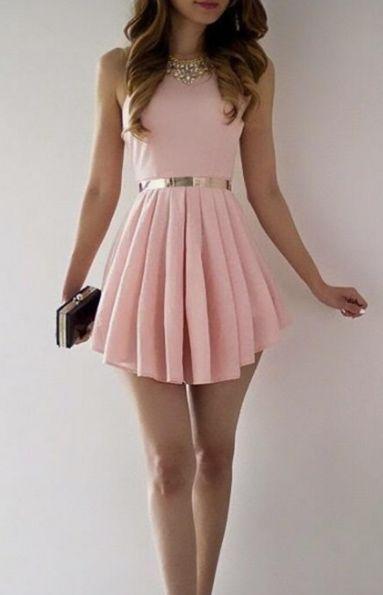 زفاف - Scoop High Waist Pure Color Short Dress