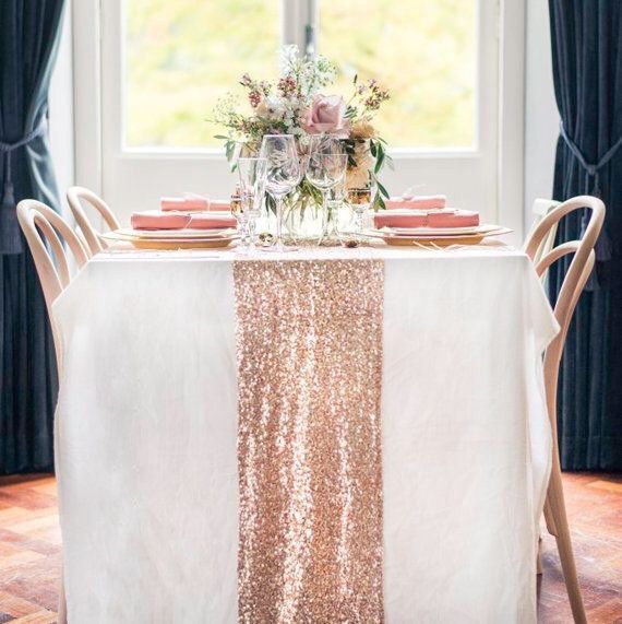Mariage - Rose Gold Sequin Table Runner