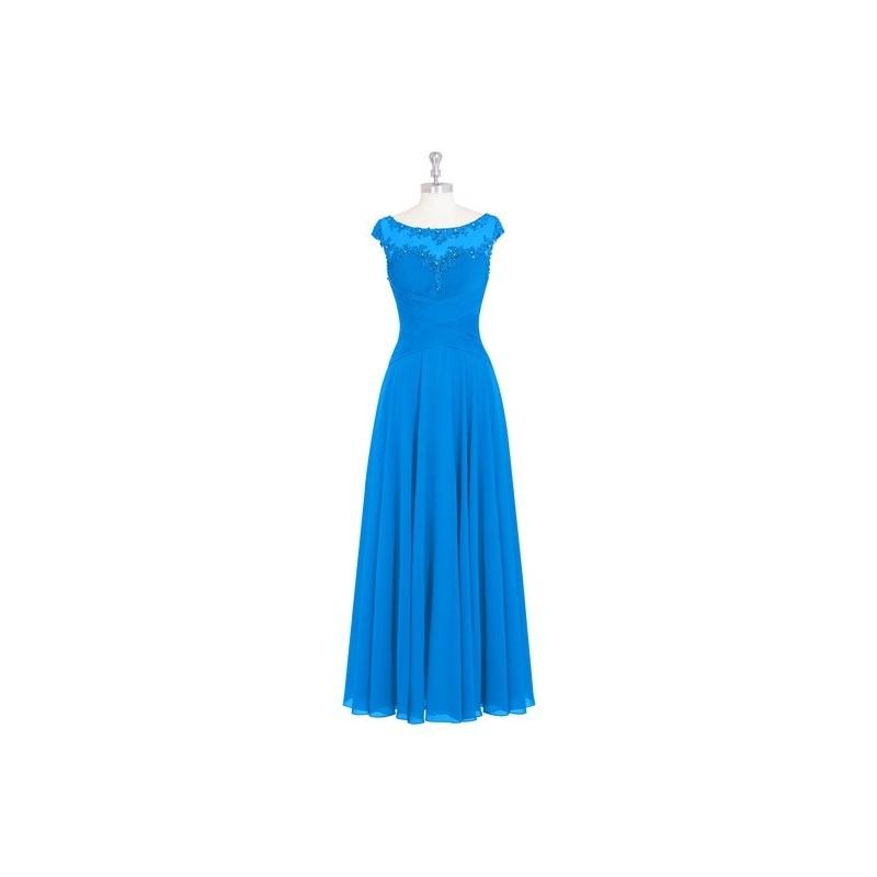زفاف - Ocean_blue Azazie Mina MBD - Illusion Chiffon, Tulle And Lace Floor Length Illusion Dress - Charming Bridesmaids Store