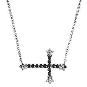 زفاف - 1.1TCW Black & White Lab Diamond Cross Necklace Pendant