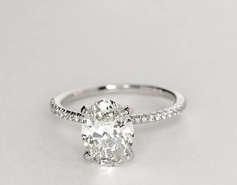 زفاف - 1.24ct I-SI1 Oval Diamond Engagement Ring GIA Certified Diamonds JEWELFORME BLUE