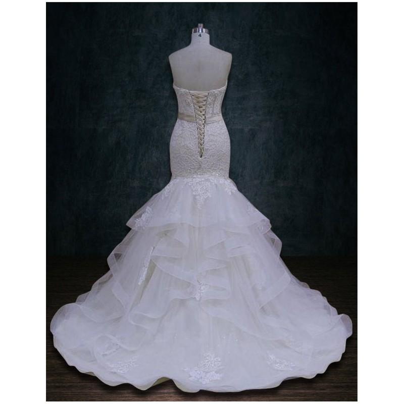 زفاف - Wedding dress, Mermaid Trumpet Silhouette, Horsehair, Shimmer Tulle, 3D Beaded Lace, Sweetheart Neckline, - Hand-made Beautiful Dresses