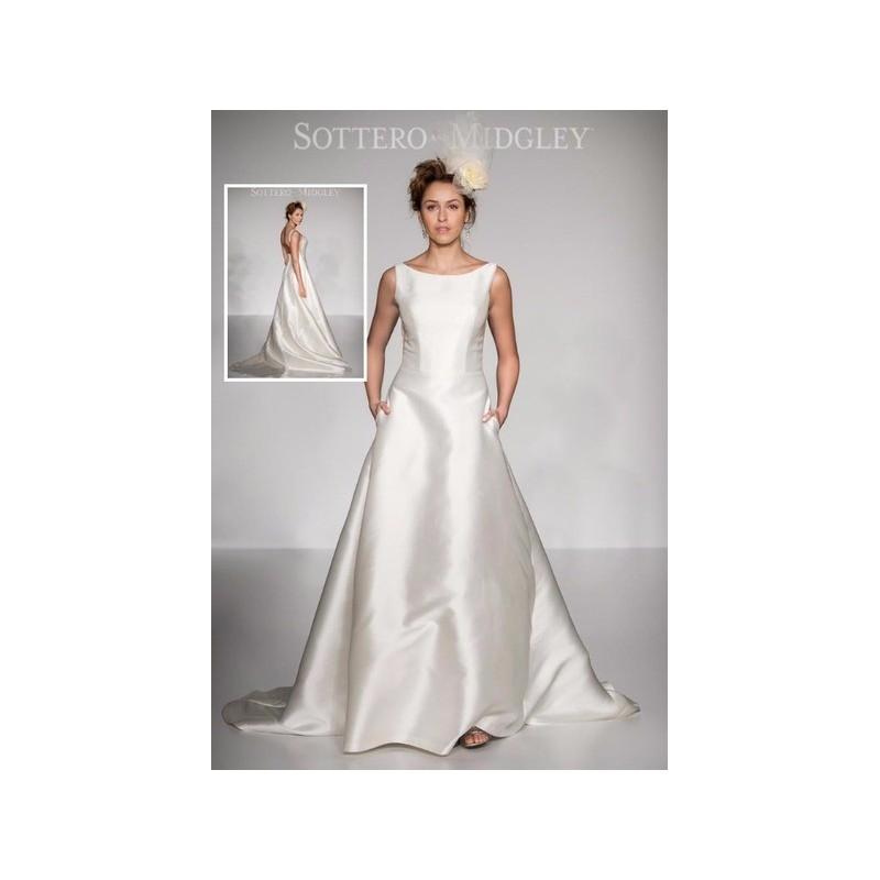 زفاف - Vestido de novia de Maggie Sottero Modelo McCall - 2016 Evasé Barco Vestido - Tienda nupcial con estilo del cordón