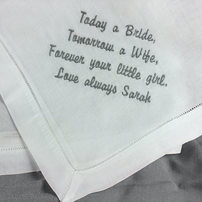 Свадьба - Custom for Kelcey IVORY Mens Personalized Wedding Handkerchief from the Bride to her Father Ivory Pocket Square HM403