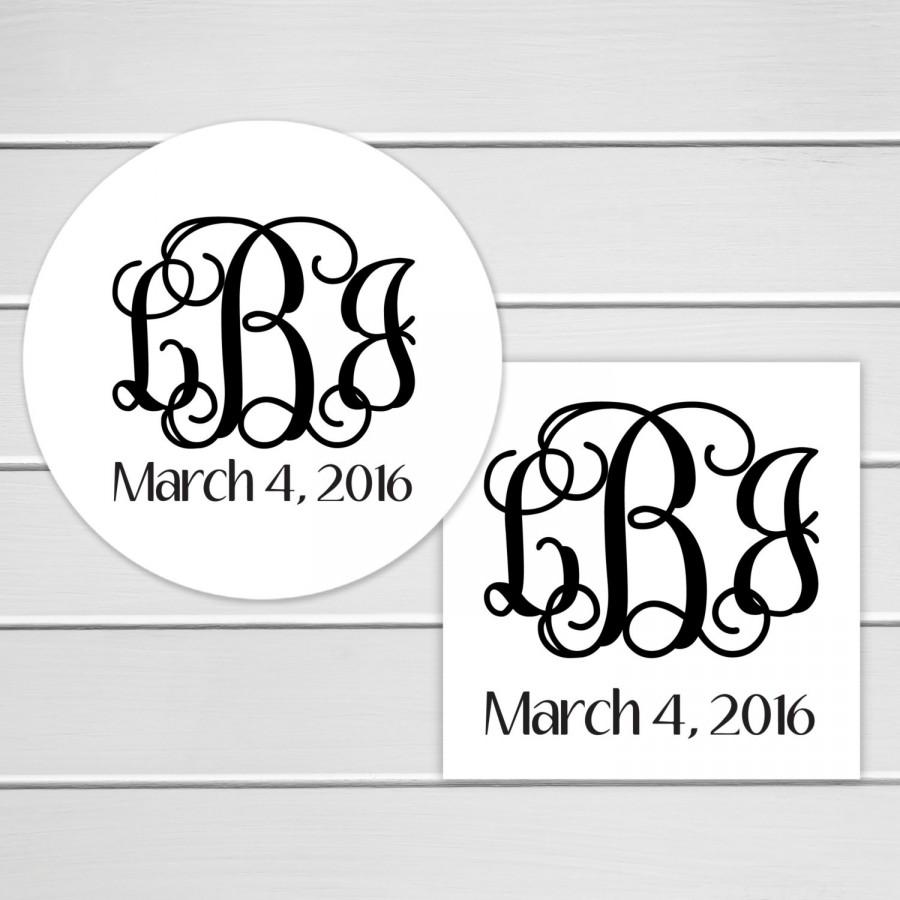 Wedding - Monogrammed Wedding Stickers, Monogram Wedding Stickers, Wedding Labels, Wedding Stickers (#156)
