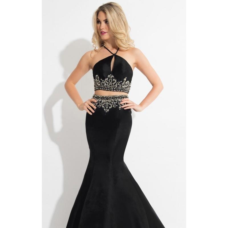 Hochzeit - Black Two-Piece Mermaid Gown by Rachel Allan - Color Your Classy Wardrobe