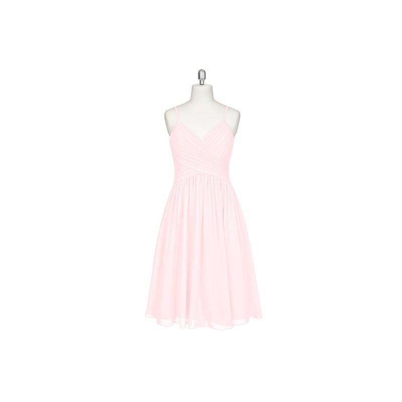 زفاف - Blushing_pink Azazie Sonia - Back Zip Knee Length V Neck Chiffon Dress - Charming Bridesmaids Store