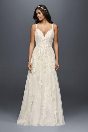 زفاف - Scalloped A-Line Wedding Dress With Double Straps Style MS251177