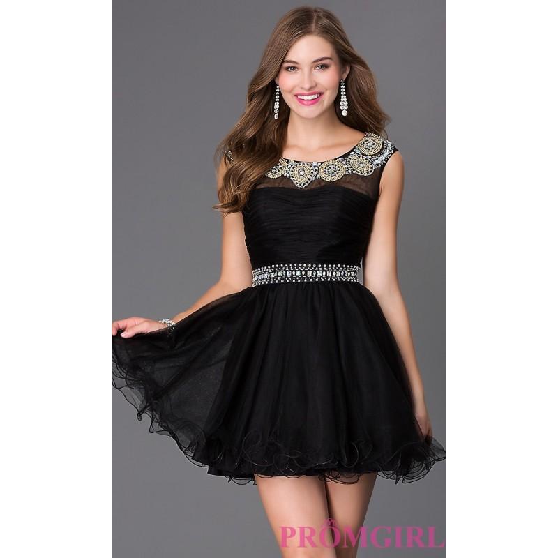 زفاف - Short Sleeveless Scoop Neck Dress - Brand Prom Dresses