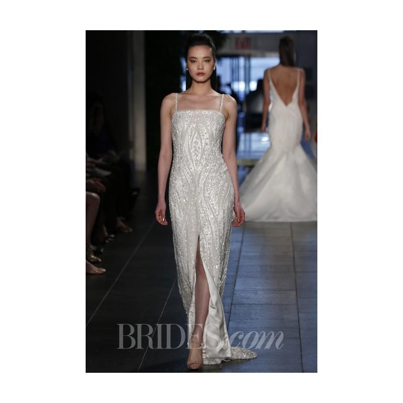 Wedding - Rivini - Spring 2014 - Venice Silk Charmeuse Sheath Wedding Dress with Beaded Tulle Overlay - Stunning Cheap Wedding Dresses