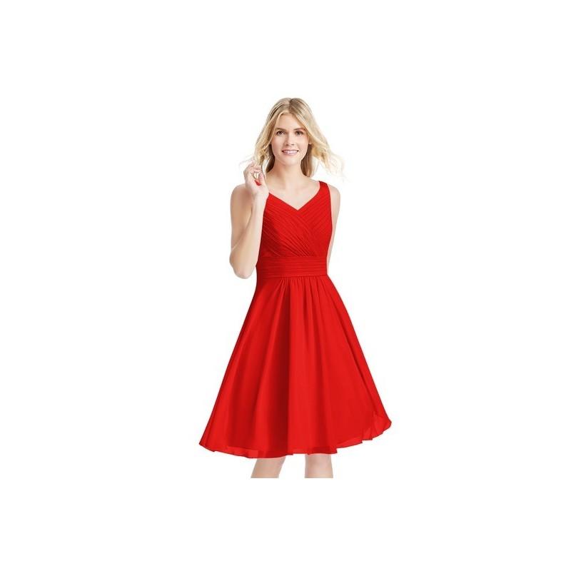 زفاف - Red Azazie Grace - Chiffon Knee Length V Back V Neck Dress - Cheap Gorgeous Bridesmaids Store