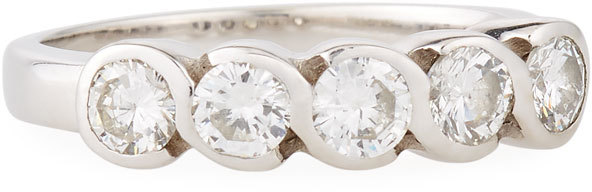 Hochzeit - Diana M. Jewels 18k White Gold 5-Diamond Eternity Wedding Band Ring, Size 6