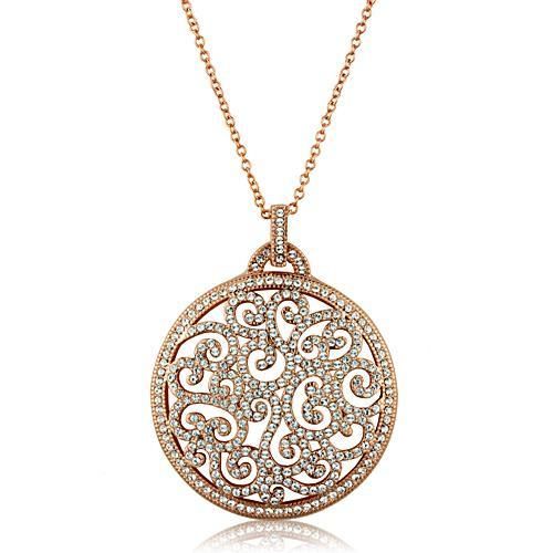 Wedding - Vintage 14K Gold Russian Lab Diamond Pave Pendant Necklace