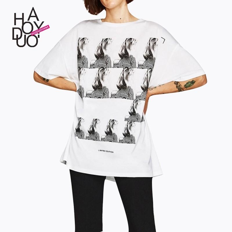 زفاف - Must-have Vogue Printed 1/2 Sleeves Summer Edgy T-shirt - Bonny YZOZO Boutique Store