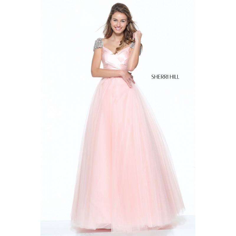Hochzeit - Sherri Hill 50863 Prom Dress - V Neck Long Prom Sherri Hill A Line, Surplice Bodice Dress - 2017 New Wedding Dresses