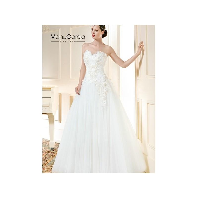 Hochzeit - Vestido de novia de Manu García Modelo MG0605 - 2015 Princesa Palabra de honor Vestido - Tienda nupcial con estilo del cordón