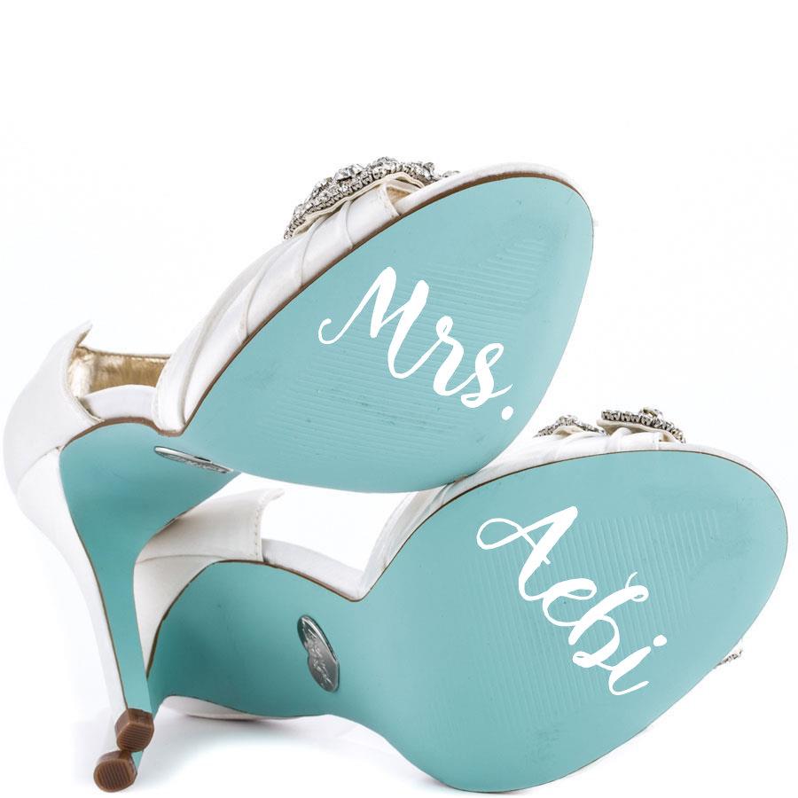 Hochzeit - Something Blue for your shoe Vinyl Shoe Decal Wedding Shoes Decal Personalized Bridal Gift