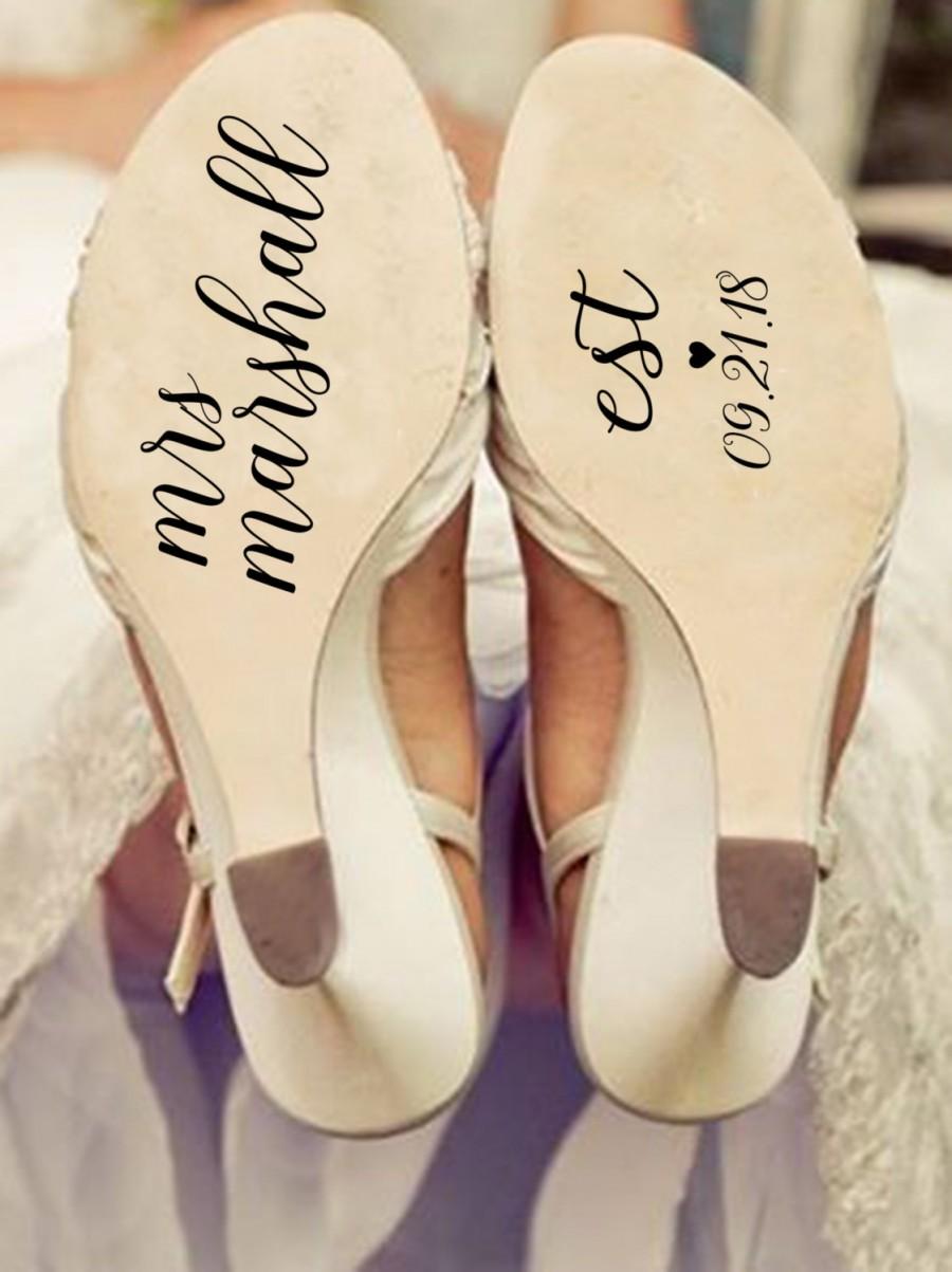 Hochzeit - Custom shoe decal/ wedding shoe decals/ wedding shoe stickers/ wedding stickers/ wife to be/ wifey decals/ wedding shoes/ wedding