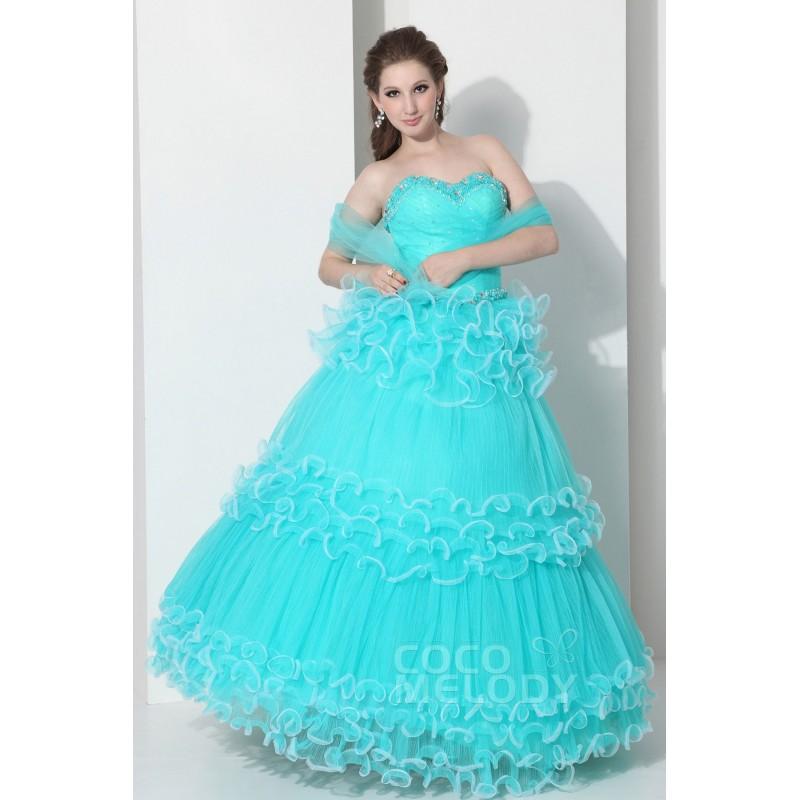 Mariage - Unique Ball Gown Sweetheart Floor Length Tulle Blue Glow Prom Dress COLF1300A - Top Designer Wedding Online-Shop
