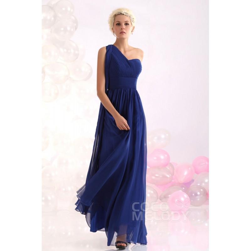 Hochzeit - New Arrival Sheath-Column One Shoulder Floor Length Chiffon Sodalite Blue Evening Dress COZF13019 - Top Designer Wedding Online-Shop
