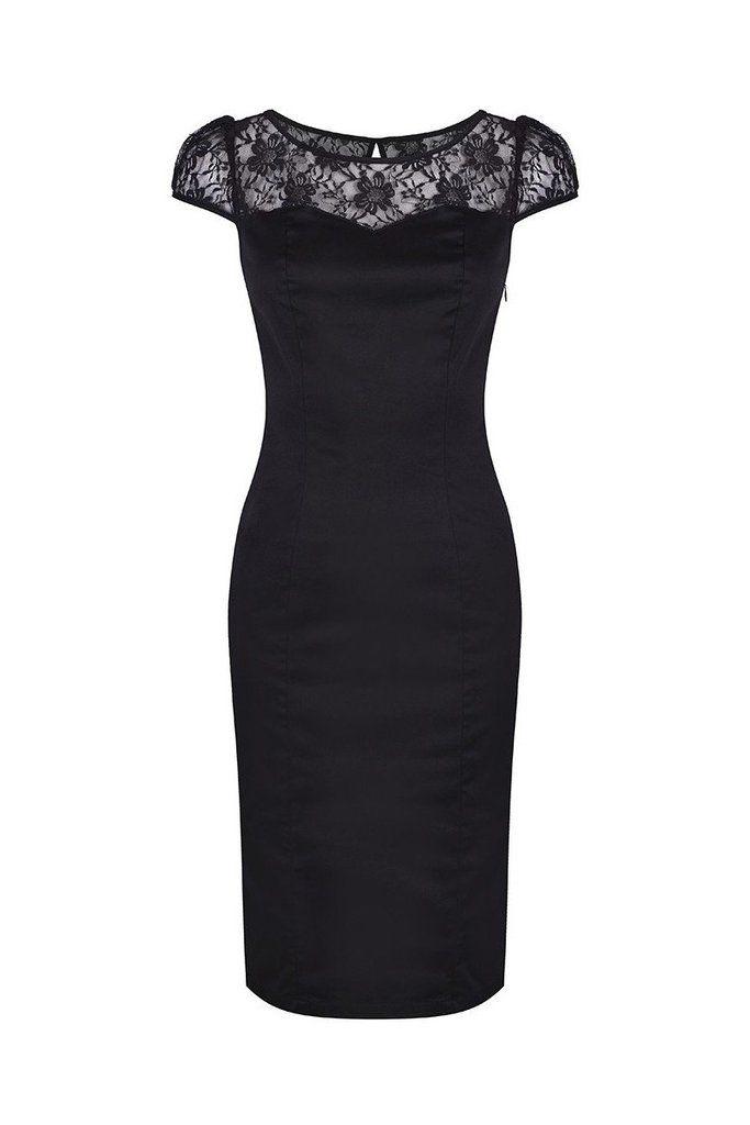 Hochzeit - Black Cotton And Lace Sexy Wiggle Pencil Dress