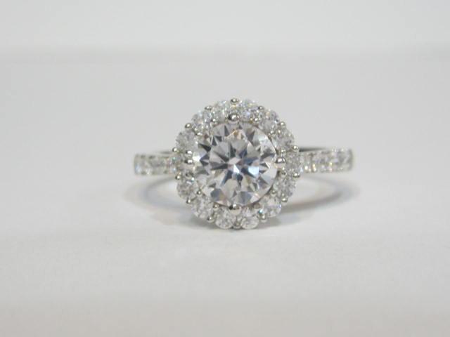 Hochzeit - Round Cut CZ Engagement Rings, Round Halo Engagement Ring, Round CZ Engagement Rings, Round Cut Promise Ring, Art Deco Engagement Ring