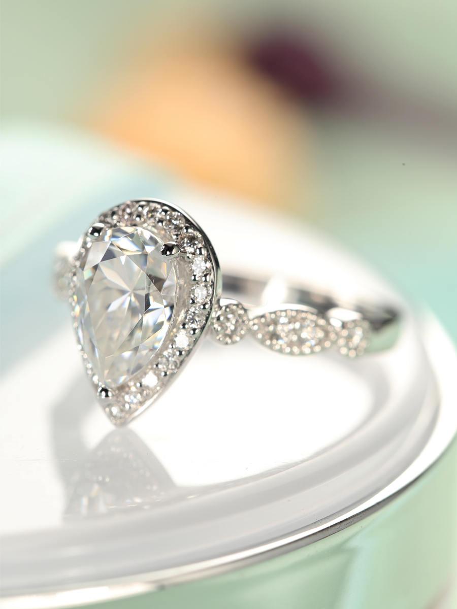 Pear Shaped Engagement Ring Vintage Moissanite Engagement