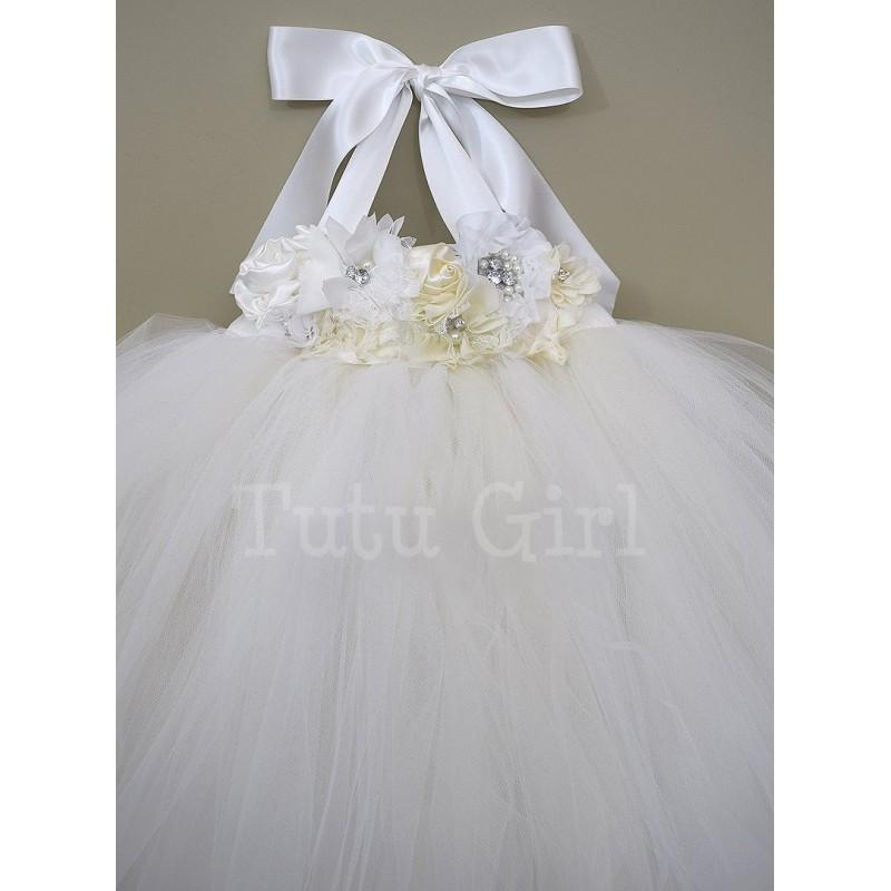 Wedding - Off White Tutu Dress, Off White Flower Girl Tutu Dress - Hand-made Beautiful Dresses