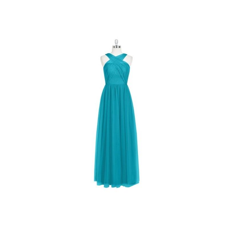 زفاف - Jade Azazie Mallory - V Neck Floor Length Tulle And Lace Back Zip Dress - Charming Bridesmaids Store
