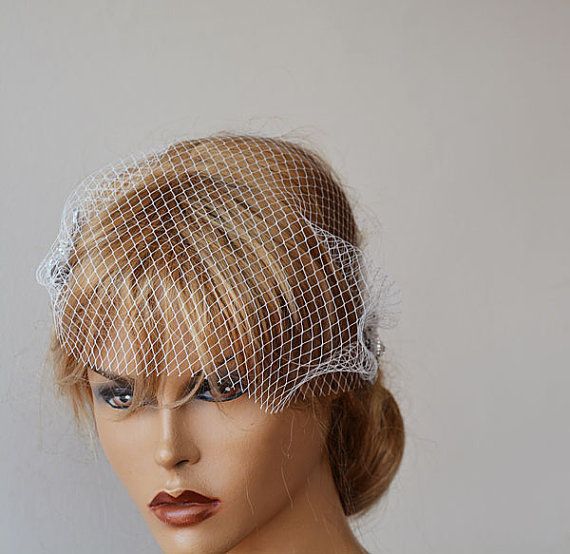 زفاف - Wedding Hair Accessory, Bridal Veil, Bandeau Birdcage Veil, Off White Bird Cage Veil, Bridal Hair Accessories
