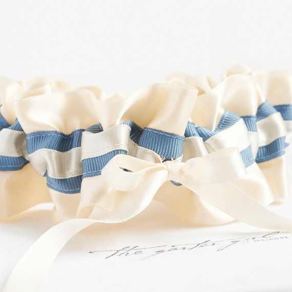 Mariage - Bridal Garter, Lingerie For Bride, Dusty Blue, Garter In Ivory, Pretty Gift Bride, Casual Wedding, As Seen On The Knot