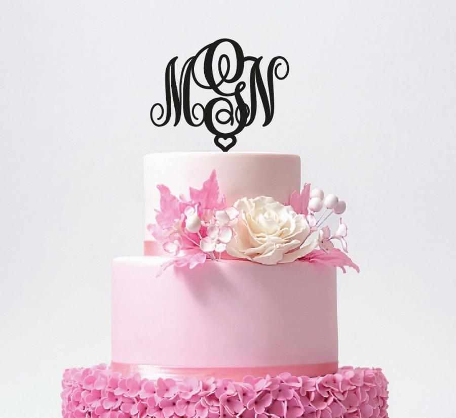 Wedding - Monogram Cake Topper - Initial Wedding Cake Topper - Gold Monogram Cake Topper - Keepsake Cake Topper  / ST017