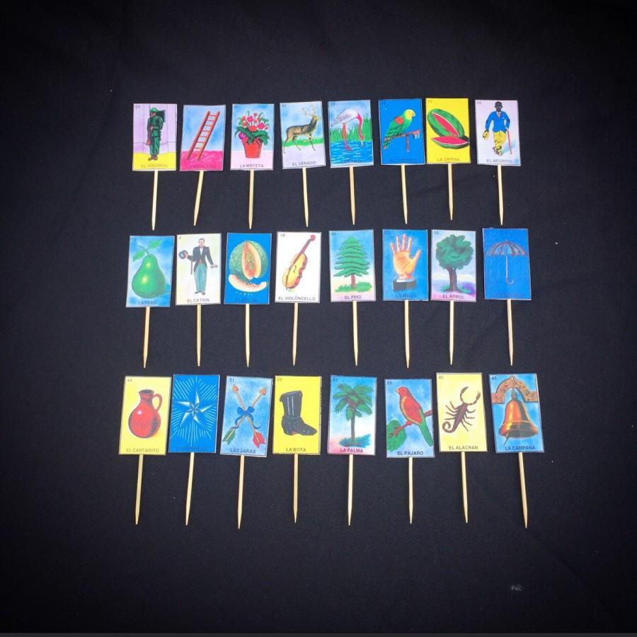 زفاف - Set of 24 Loteria Card Cupcake Toppers