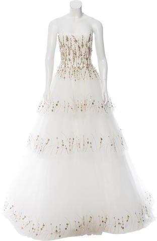 Hochzeit - Monique Lhuillier Embellished Wedding Gown w/ Tags