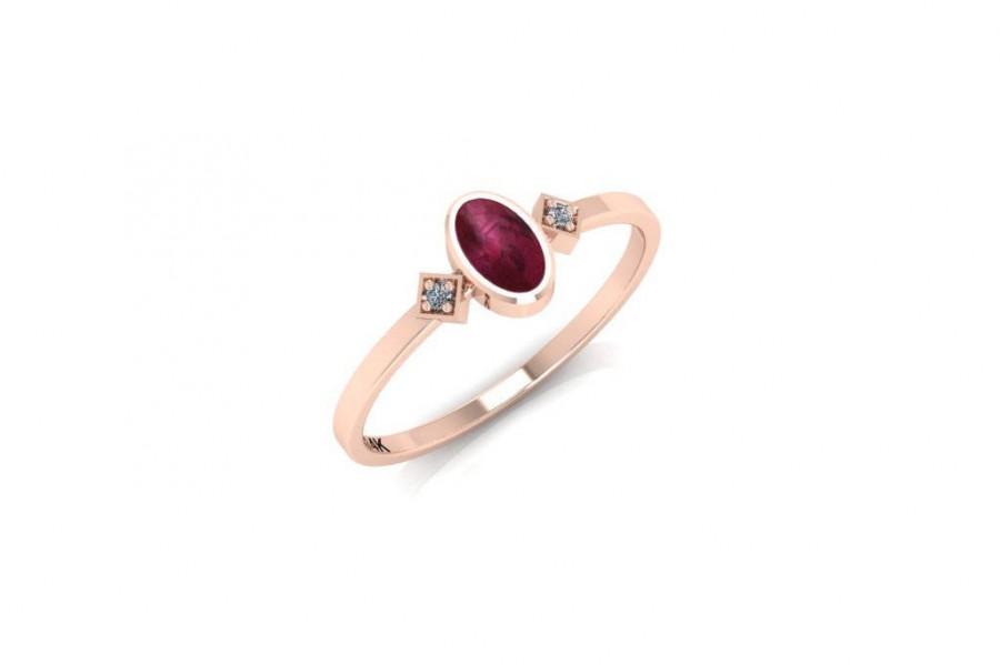 Mariage - ruby ring rose gold, July birthstone ring, dainty ruby ring, ruby 14k gold ring, red gemstone ring, ruby with diamond ring, oval ruby ring