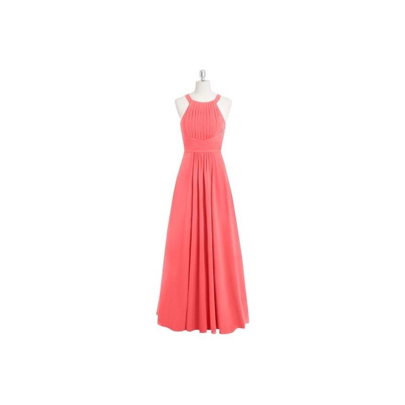 Свадьба - Watermelon Azazie Winona - Floor Length Keyhole Halter Chiffon Dress - Charming Bridesmaids Store