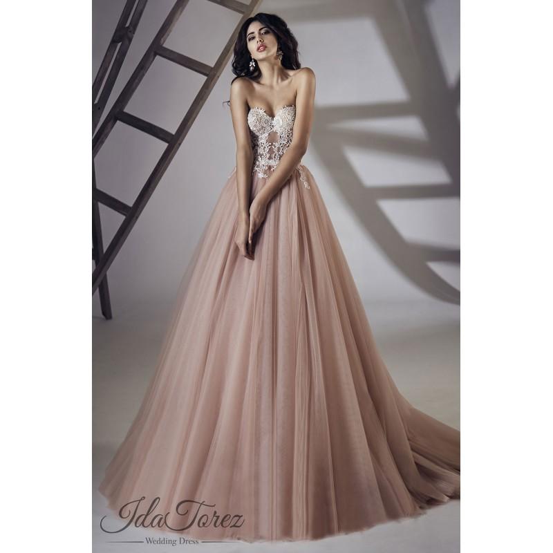 زفاف - Impressive A-Line Sweetheart Natural Court Train Tulle Veiled Rose Sleeveless Lace Up-Corset Wedding Dress 0 - Top Designer Wedding Online-Shop